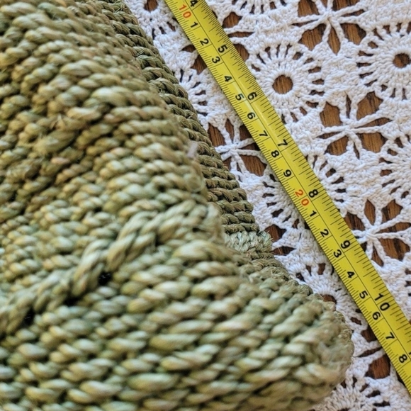 Boho Green Woven Fiber Shoulder Bag Tote Womens - Picture 10 of 12